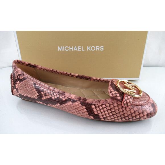 Michael Kors Lillie Moccasin Flat Shoes MK Logo at Vamp Shell Pink Size 7 - Picture 1 of 8